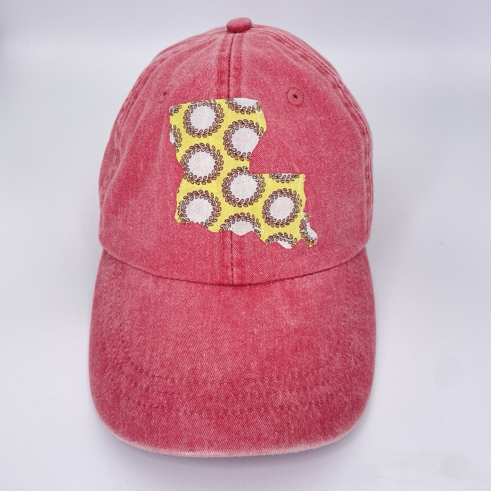Adams 100% Cotton Pigment Dyed-Cap - LP101- Pink- Louisiana Appliqué-Strap Back